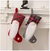 Nova Meia de Natal de Tecido Xadrez Decorações Pingentes de Natal Meias de Natal Sacolas de Presente Enfeites de Natal Suprimentos Decorativos