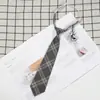 Gravata Cinza para Homens e Mulheres Casal Preguiçoso Sem Amarrar Estilo Estudante Universitário Decoração Xadrez Estilo Japonês JK Gravata Borboleta Acessórios para Camisa