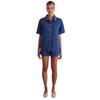 Estilo Casual 2025 Verão Novo Exportação Transfronteiriça Lavado Retrô Cor Sólida Manga Curta Camisa Shorts Conjunto Jeans para Mulheres