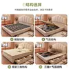 Estilo Crema Concha Cuero Genuino Luz de Cama Lujo Moderno Minimalista Cama Doble de 1.8m Dormitorio Principal Gama Alta Grande Suave Tapizado Cama de Boda