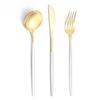 Popular cubertería de acero inoxidable Portugal de 4 piezas, cuchillo, tenedor y cuchara, juego para comida occidental, cuchillo para bistec, suministros para hotel y restaurante