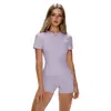 Traje de Yoga de Manga Corta de Alta Gama de Secado Rápido, Ajustado, Europeo y Americano, Nuevo, Shorts de Yoga Deportivos para Exteriores