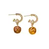 Pendientes de estilo francés, nueva serie colorida de frutas, pendientes de color pera y limón, lindos pendientes de cristal de manzana verde, clips para orejas coloridos