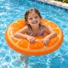 Boia inflável de PVC com tema de frutas, apresentando designs de melancia, laranja e kiwi, para flutuar na água, diversão na piscina e brincadeiras aquáticas