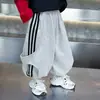 Pantalones Casuales para Niños de Primavera y Otoño con Raya Lateral, Estilo Coreano Holgados y Atractivos Pantalones Linterna, Pantalones para Niños Pequeños y Niños Pequeños, Comercio Exterior