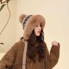Gorro de Lana para Niños Invierno Nuevo Forrado de Felpa Engrosado Cálido Bola de Pelo Gorro de Punto Exterior Montar Protectores de Orejas a Prueba de Frío Gorro Frío