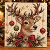 Pintura de Diamantes Navideña Transfronteriza 5D con Perlas y Diamantes, Atmósfera Festiva Motivos de Animales (Reno, Pingüino), Pintura de Perlas con Marco de Diamantes