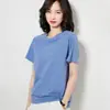 220g camiseta de algodão com gola redonda e manga curta para homens e mulheres, igual para casais, verão, cor sólida, top solto, estampado, estilo ins