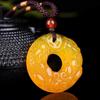 Pingente de Segurança Pixiu de Calcedônia Branca, Pingente de Segurança de Ágata Jade Multicolorido, Pingente Duplo Pixiu de Obsidiana