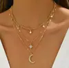 Europa y Estados Unidos explosiones de joyería transfronteriza metal media luna estrella de diamante collar femenino campana caliente collar Joker venta al por mayor