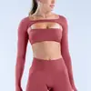 Dfyne Chal de Manga Larga Transfronterizo Ropa de Yoga Deportiva Secado Rápido Espalda Descubierta Top de Fitness Ropa Deportiva de Running y Entrenamiento para Mujeres