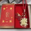 Ouro Puro 999, Fique Rico Imediatamente, Chaveiro de Ouro Deus da Riqueza, Pingente de Bolsa Cavalo do Zodíaco Cartoon, Presente de Ano Novo