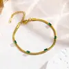 Cadena de Acero de Titanio con Zirconita Cúbica y Zirconio de Colores Collar para Mujer, Estilo Europeo y Americano, Elegante, Delicado, Versátil, Chapado en Oro Real de 18 Quilates, No se Desvanece
