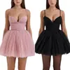 Falda Tutú de Princesa con Empalme de Malla Dulce 2025 Nuevo Sexy Delgado sin Espalda Mini Vestido para Mujeres