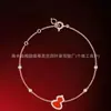 Pulseira Clássica de Cabacinho Kirin para Mulheres, Banhada a Ouro Rosé 18K, Cabacinho Oco Três-Cinco, Fecho Ruyi de Ágata Vermelha, Fashion