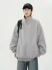 Sudadera tipo cárdigan con capucha y cuello alto de peso pesado para hombre, Nueva colección Primavera y Otoño 2025, Color liso, Holgada, Casual, Versátil, Chaqueta con cremallera