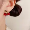 Pendientes Rojos de Cereza de Moda Estilo Coreano Dulces Versátiles con un Diseño Fresco Simple y de Lujo Ligero, Al por Mayor