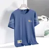 Camiseta de seda helada de verano para hombre, cuello redondo, secado rápido, manga corta, fina, transpirable, talla grande, corte holgado, deportiva y moderna