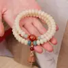 Pulsera de Abalorios de Raíz de Bodhi con los 12 Signos del Zodíaco Estilo Chino para Mujeres, Pulsera Budista de Abalorios de Bodhi con Doble Bucle Decorativo de Flor de Loto para Hombres