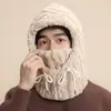 Gorro de invierno para hombre con calentador de cuello integrado, calentador de cuello de felpa cálido y a prueba de frío para hombre, gorro de invierno con protección para las orejas para hombres y mujeres, gorro para ciclismo al aire libre