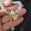 Pulseira de Pérola de Jade Dongling Anti Trevo de Quatro Folhas Feminina Melhor Amiga Estudante Fivela Ping An Pulseira Joia de Mão ao Vivo Pequeno Presente Atacado