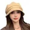 Chapéu de Pescador Outono e Inverno Coreano Novo Estoque de Fábrica Versátil com Temperamento Boina Octogonal Chapéu Bucket Cor Sólida Emagrecimento Facial