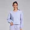 Ropa de Yoga Otoño e Invierno, Sudadera Deportiva Casual, Gama Alta, Suave y Sedosa, Estilo Corto, Para Personas Altas, Holgada, Cuello Redondo, Mangas Largas Deportivas de Moda