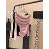 Nuevo top de terciopelo estilo coreano para otoño/invierno con un diseño único de cuello con volantes, corte ajustado y mangas largas, perfecto para un look moderno
