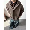 Cardigan de Tricô Estilo Coreano Masculino Outono e Inverno Novo Tendência Versátil Solto Relaxado Estilo Preguiçoso com Capuz Tricô Masculino