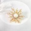 Broche Pérola Zircônia Floco de Neve Feminino Peito Elegante Versátil Personalidade Fivela Anti-luz Design de Nicho Joia para Terno
