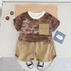 Traje de Verão para Meninos 2024 Classe A Algodão Manga Curta Roupa Infantil Esportiva Conjunto de Duas Peças Infantil Manga Curta T Tie-dye