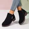 Botas Martin de Suela Plana Transfronterizas Europeas y Americanas Botines Cortos Cremallera Lateral de Comercio Exterior Estación Independiente Transfronteriza Tacón Grueso Tacón Wholesale Europeo Talla Grande