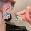 Pendientes de plata con forma de aguja francesa, con lazo de perla y flor de lujo, estilo vintage de alta gama, elegantes pendientes para mujer.