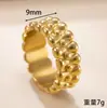 Anillo de Acero Inoxidable Fundido Transfronterizo Nuevo Diseño de Anillo de Cuentas Multicapa Gota de Agua Chapado en Oro de 18 Quilates Joyería de Acero de Titanio