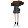 Tiro real precio real ~ estilo coreano otoño e invierno lana retro cintura alta chic cuadros falda tubo línea A para mujer