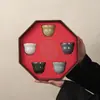Taza de las Cinco Bendiciones, Taza Maestra de Calabaza de la Fortuna, Taza de Té, Caja de Regalo de Juego de Té, Souvenir de Regalo Cultural y Creativo de la Ciudad Prohibida, Se Puede Añadir Logo