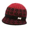 Chapéus Quentes de Outono e Inverno para Mulheres de Meia-Idade e Idosas, Moda para Avós e Idosos Chapéus de Lã Tricotados com Veludo e Chapéus de Aba Larga Espessados