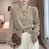 Nuevo cárdigan de punto grueso de cuello redondo estilo Chanel pequeño de nicho, de un solo pecho, versátil para mujer, para Otoño e Invierno