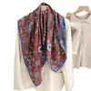 Bufanda cuadrada de terciopelo colorida de 90 cm con estampado floral para mujer para otoño e invierno, chal de playa para vacaciones de color contrastante por ambos lados, bufanda cálida