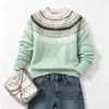 Desejo Mais Vendido: Novo Suéter Feminino Estilo Europeu e Americano com Gola Redonda, Design Color Block, Caimento Solto, Tricô Pulôver da Moda