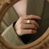 Anillo de Acero Titanio con Apertura Hueca Hilo Hip Hop Costa Oeste Chapado en Oro 18k Joyería de Mano para Hombres y Mujeres Venta al por Mayor A275