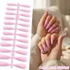 Puntas de Uñas Europeas y Americanas de Moda de Gama Alta Mate de Punta Larga, Colección de Color Sólido, Piezas para Uñas, 24 Piezas