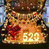 Arranjo Surpresa no Porta-Malas do Carro para Aniversário Filha Menina Decoração Dia dos Namorados Chinês Cena Romântica de Proposta Confissão