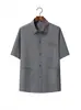 Conjunto de Ropa de Verano para Papá: Camisa de Manga Corta con Cuello y Pantalones Cropped para Hombres de Mediana Edad y Mayores, Conjunto de Dos Piezas de Verano para Abuelo