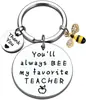 Regalo del Día del Maestro Acción de Gracias siempre serás mi pequeña abeja llavero con letras de acero inoxidable