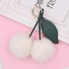 Llavero de peluche con forma de cereza y fruta, con forma de bola de pelo para mujer, para bolso escolar, colgante para llave de coche