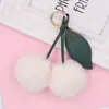 Chaveiro de Bolinha de Pelo Fruta Cereja Fofo Bola de Pelo de Pelúcia Criativa Pingente de Bolsa Acessórios de Bola de Pelo de Coelho Rex Imitação Venda por Atacado
