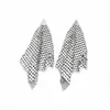 Pendientes de Borla Triangulares Cuadrados de Aguja Plateada, Pendientes de Lujo Ligero y de Alta Gama, Estilo Europeo y Americano, Pendientes Exagerados Únicos y Elegantes para Mujer