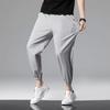 Pantalones de Verano Finos de Seda Helada para Hombre, Corte Holgado, Frescos y de Secado Rápido, Pantalones Casuales, Joggers Deportivos de Nueve Puntos con Puños Elásticos