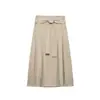 Ropa de mujer más vendida en comercio exterior transfronterizo de Amazon: falda de color caqui de cintura alta, con cinturón de corbata, adelgazante, de bajo ancho, de longitud media
